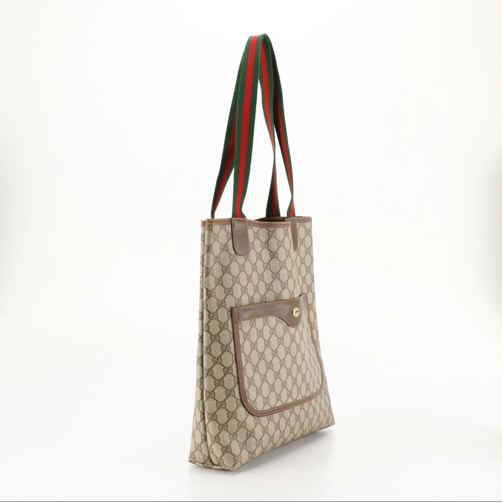 Gucci Cream and Brown Monogram Tote - Picture 3 of 10